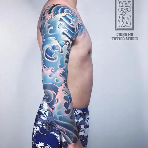 花臂- 海浪_纹身吧社区 - 纹身大咖