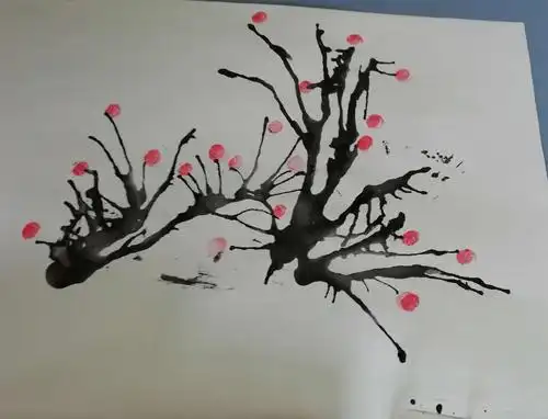 济南路小学幼儿园小四班吹画《梅花》