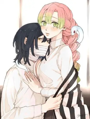 鬼灭之刃蛇恋夫妇甜美插画图片