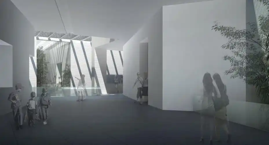 室内透视图 图源:吴中发布吴中博物馆看似由多个空间进行组合,实则