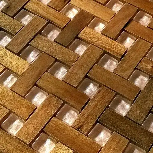别墅室内背景墙木质玻璃马赛克
