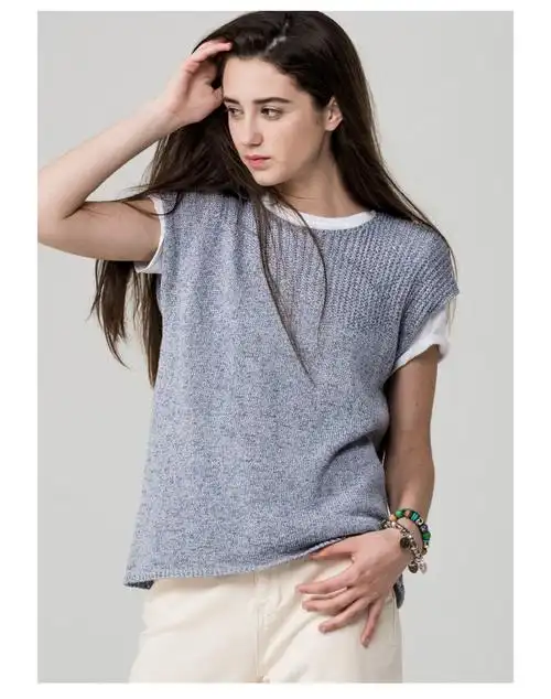 云团织8知夏棉麻线短袖衫衣服棒针手工编织diy毛线材料包送教程