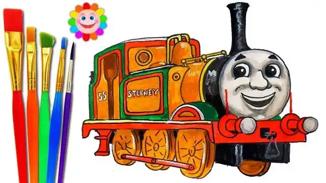 亲子涂色画:托马斯小火车画画
