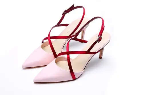 春季2020新款小ck凉鞋交叉缎面袢带饰露跟高跟鞋尖头一字扣带女鞋