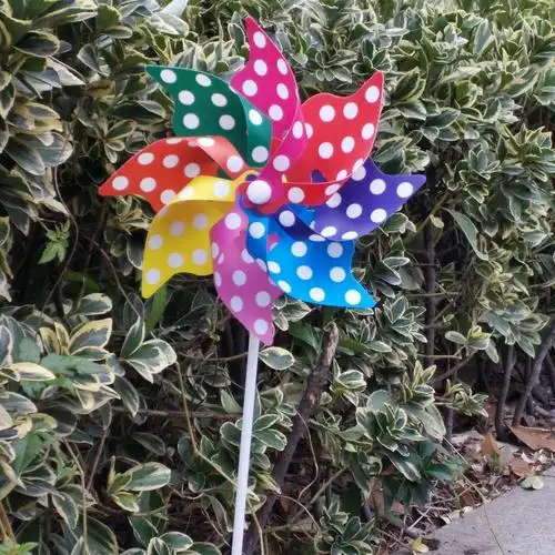 18/24/32cm户外八角八彩叶插地风车波点条纹梅花楼盘景点学校装饰