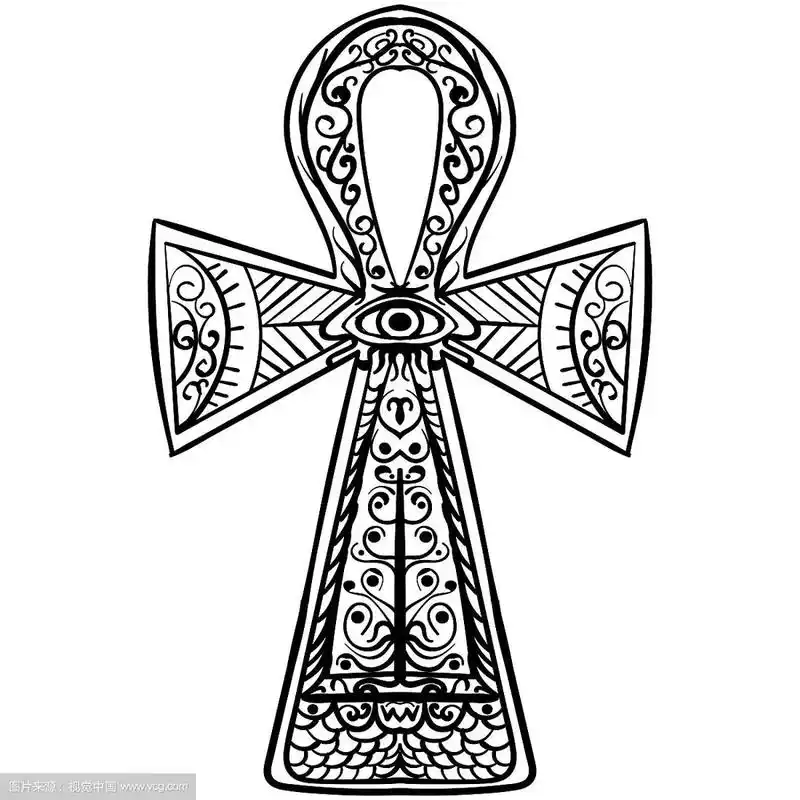 手绘埃及符号法老手杖ankh