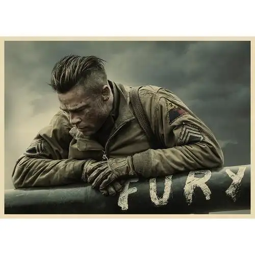 狂怒电影海报 布拉德皮特海报 牛皮纸海报 二战复古怀旧画装饰画