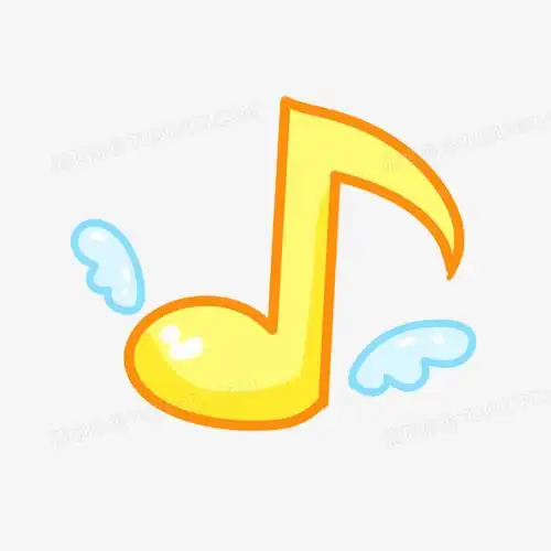 手绘卡通黄色音符免抠元素