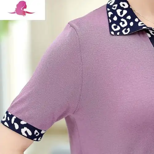 艳如飞高贵妈妈夏装新款上衣气质中老年女装冰丝t恤中年短袖女夏季