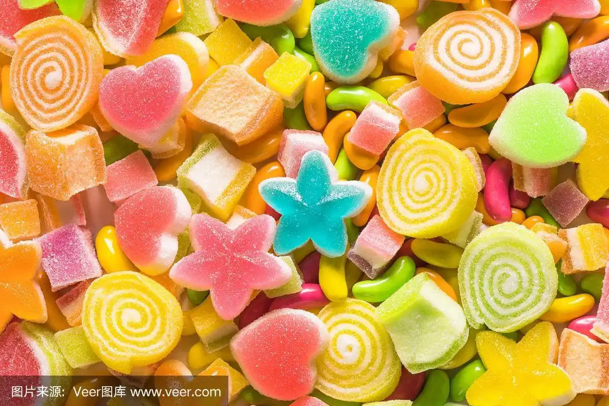 五颜六色的糖果,各种各样的糖果