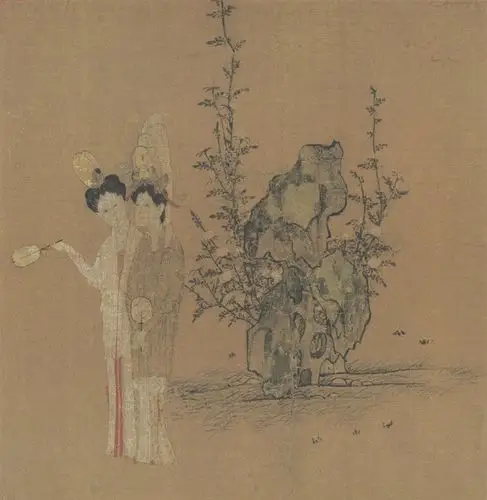 《招凉仕女图》 钱选 元 绢本设色 22.4×21.7cm