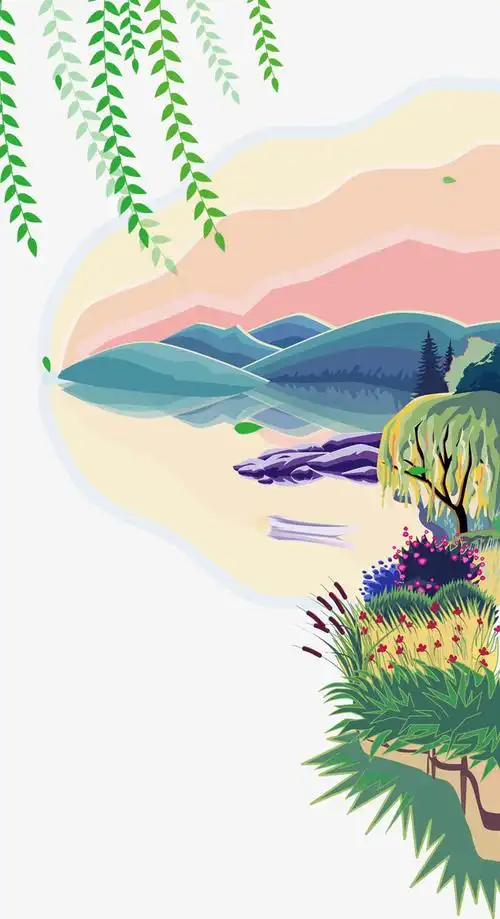 手绘装饰山水风景插画素材免抠素材免费下载_觅元素51yuansu.com