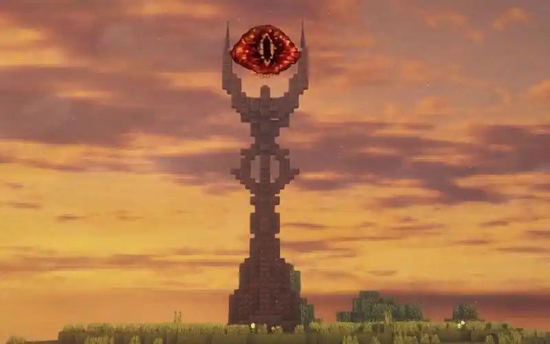 黑桃4分钟教你做一个地标建筑索伦之眼我的世界建筑教程