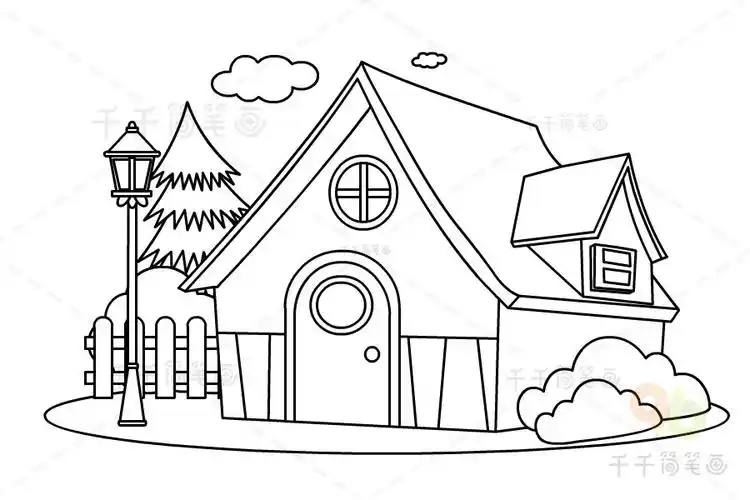 欧式别墅简笔画步骤图