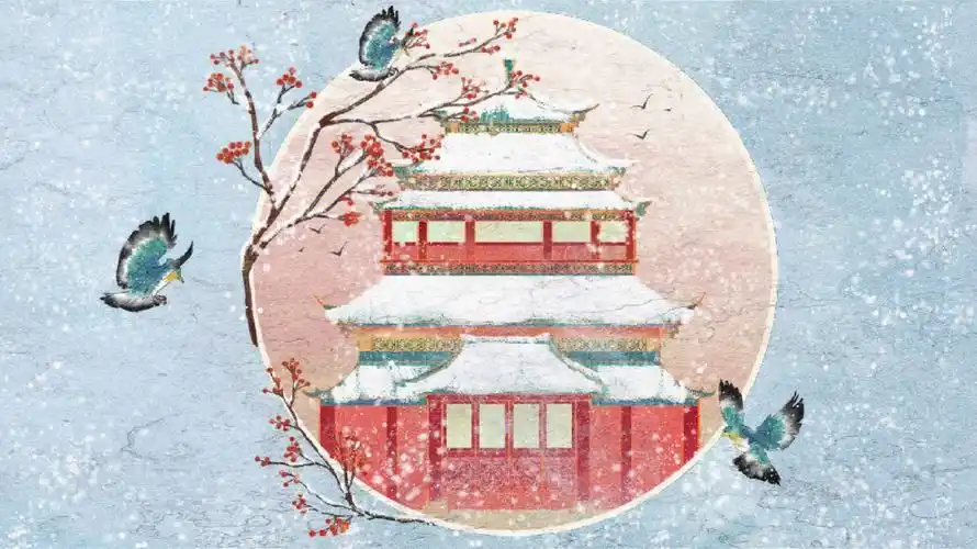 古风意境插画吴王宫殿柳含翠