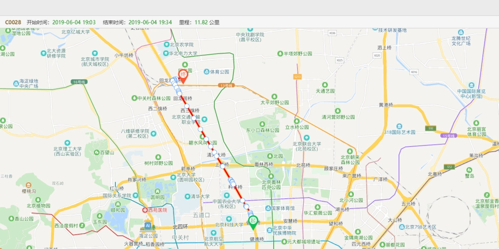 图例:"剧易拍"派车管理中显示车辆行驶轨迹