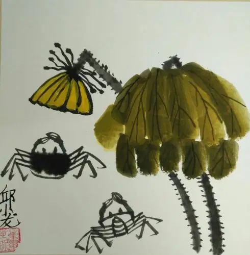 《荷花螃蟹图》