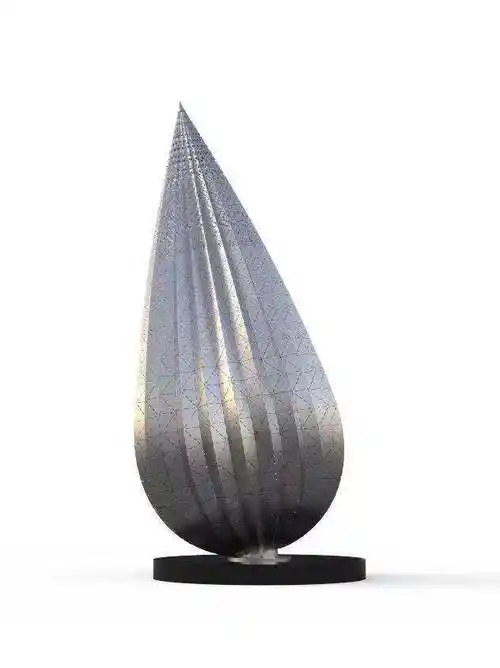 316不锈钢水滴雕塑七彩灯带炫丽夺目