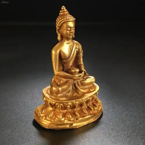 铜鎏金 药师佛造像 金铜小佛像 供养 收藏
