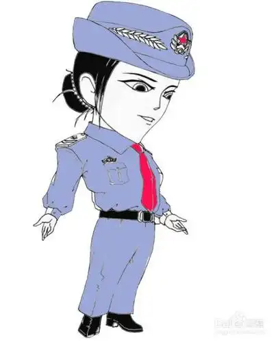 帅气女警察的画法