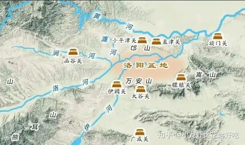 而且洛阳的地处伊洛盆地,可因山水之势死守洛阳八关,中原几乎没有其它