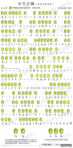 天空之城陶笛演奏六孔和十二空曲谱