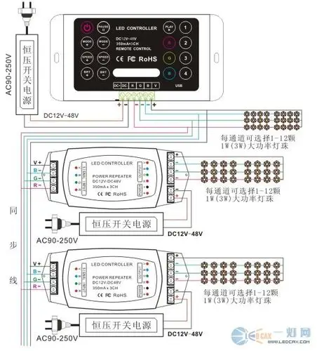 44键控制器裸板5050 rgb灯带七彩渐变
