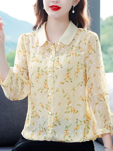 宽松显瘦衬衫女今年流行新款外穿中年妈妈上衣衬衣港风翠花雪纺衫