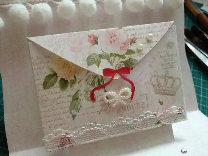 浅粉层次封面,内页立体信封,清新花香手工贺卡生日卡「定制手工贺卡