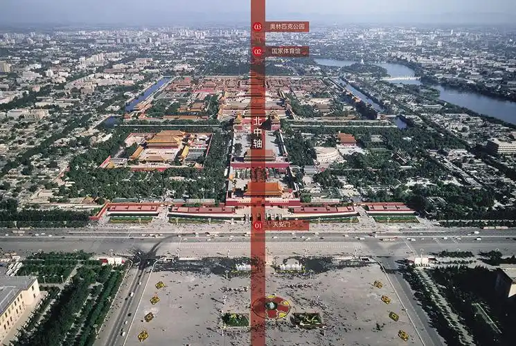 向北至三环后改名为北辰路,这条路成为北京中轴线的延伸,西边建造中华