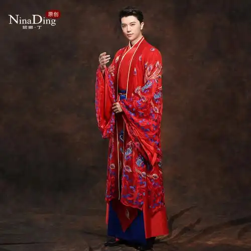 礼服ninading汉服新郎结婚结婚礼中式加大长袍古装汉服