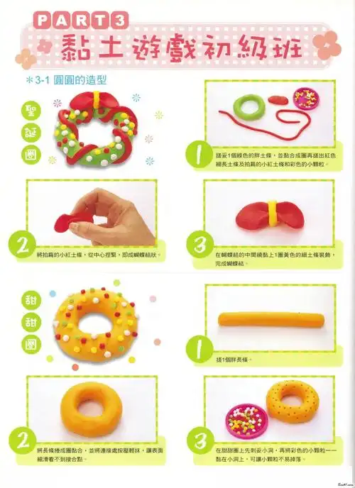 甜甜圈的彩泥橡皮泥制作教程图解_彩泥橡皮泥_手工制作大全_中国儿童