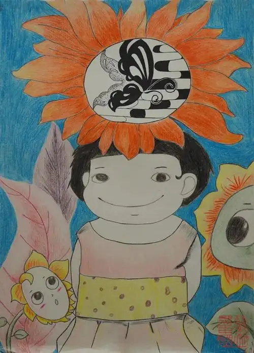 彩铅画心中的向日葵