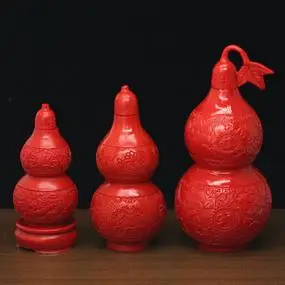 天然红朱砂八卦葫芦摆件家居办公摆台客厅书架摆饰桌面饰品工艺品