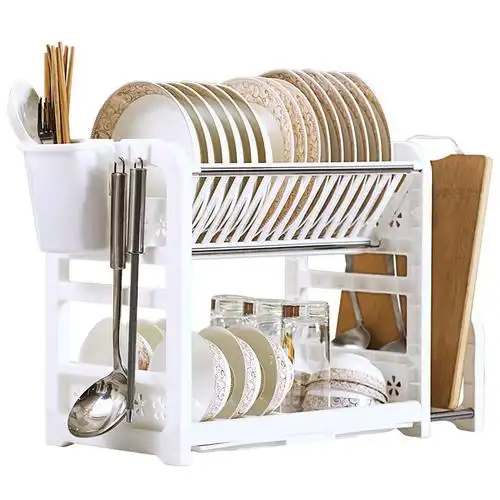 双层放碗盘碟架厨房用品置物架餐具收纳沥水碗架碗柜滴水塑料两层