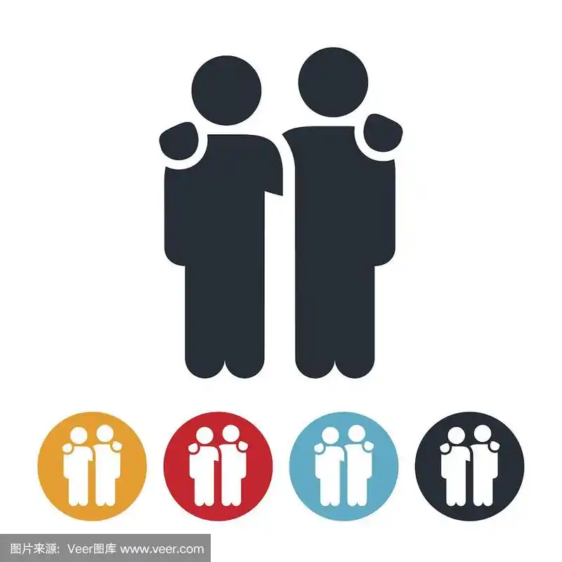 两个人的手臂围绕肩膀图标