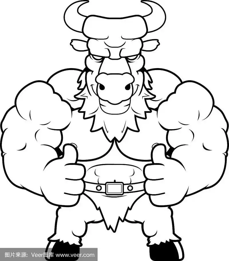 卡通牛头怪竖起大拇指