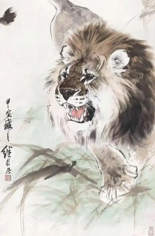 雄狮 刘继卣大吉大利 刘继卣熊猫 刘继卣苍鹰 刘继卣题识:万仞昆仑横