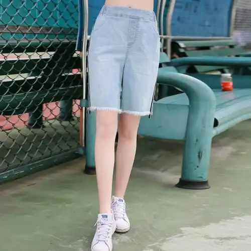 170高中初中学生女生5分牛仔短裤薄款少女夏装14岁胖大童女孩短裤
