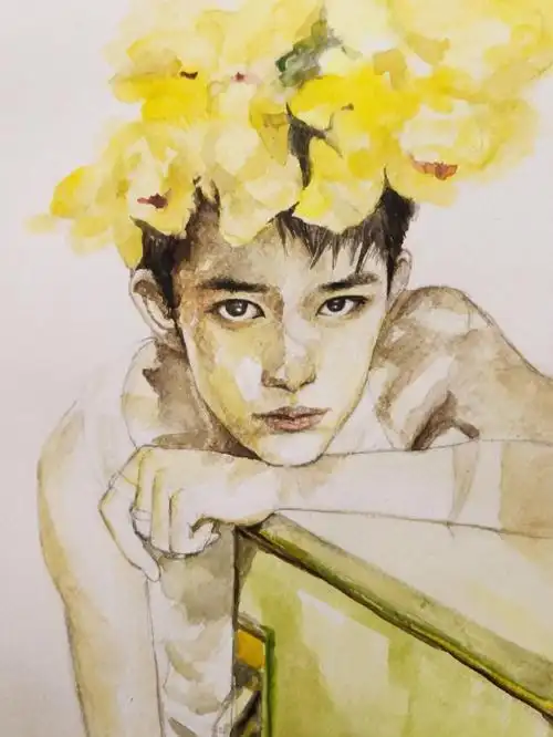 水彩手绘易烊千玺