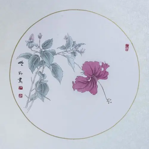 陈鹏刚工笔花鸟扇面(1)