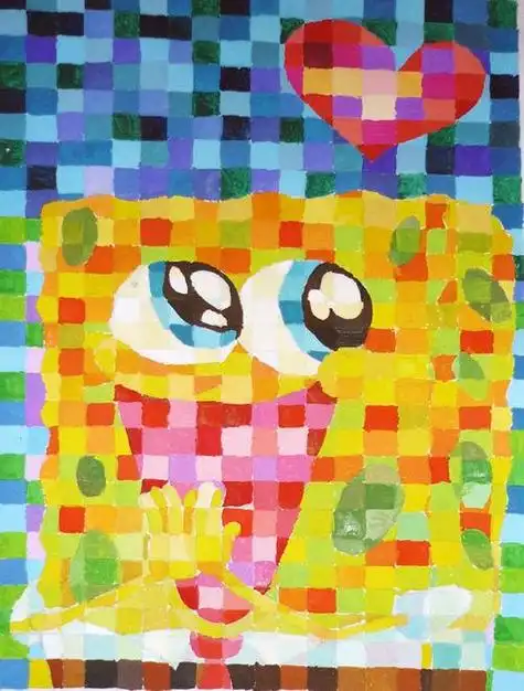 所谓的空间混合, 就是马赛克,把大致的颜色画出.