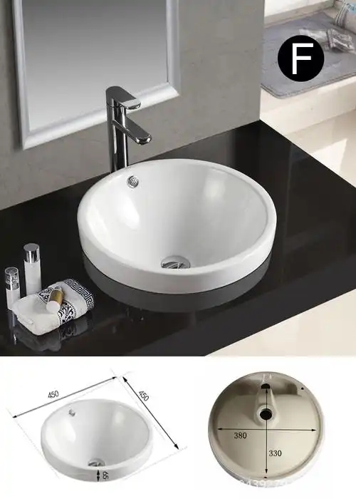 惠达半嵌入式台上盆洗脸盆卫生间洗手盆方形圆形陶瓷洗面