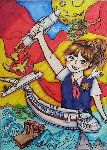有画对党说永远跟党走学生原创绘画作品展播丨永远跟党走