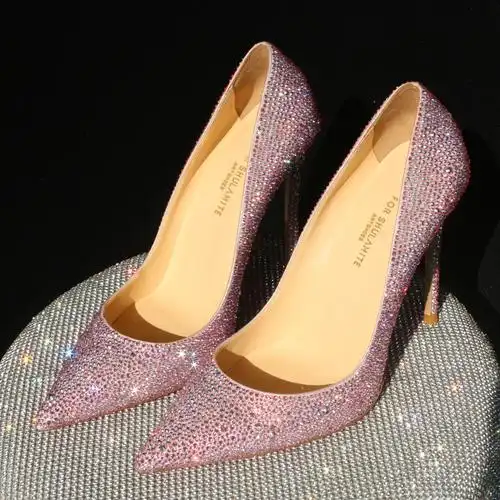 大王艺术女鞋闪钻水晶鞋婚礼结婚新娘cl红底单鞋