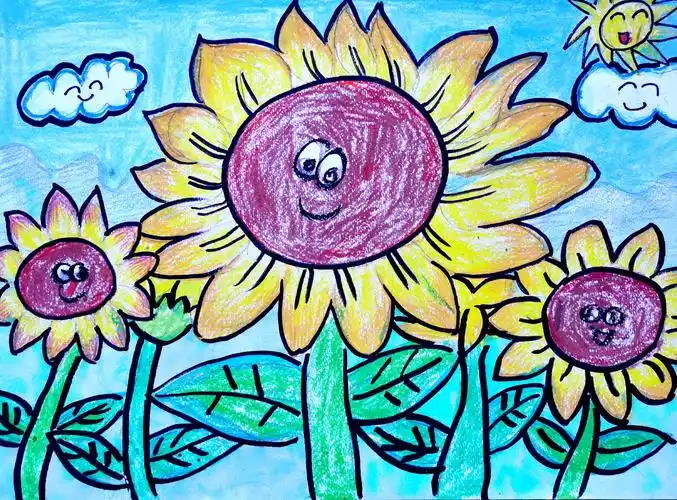 95号蔡冠滔6岁男乐艺《花儿朵朵开》小学低年级组绘画