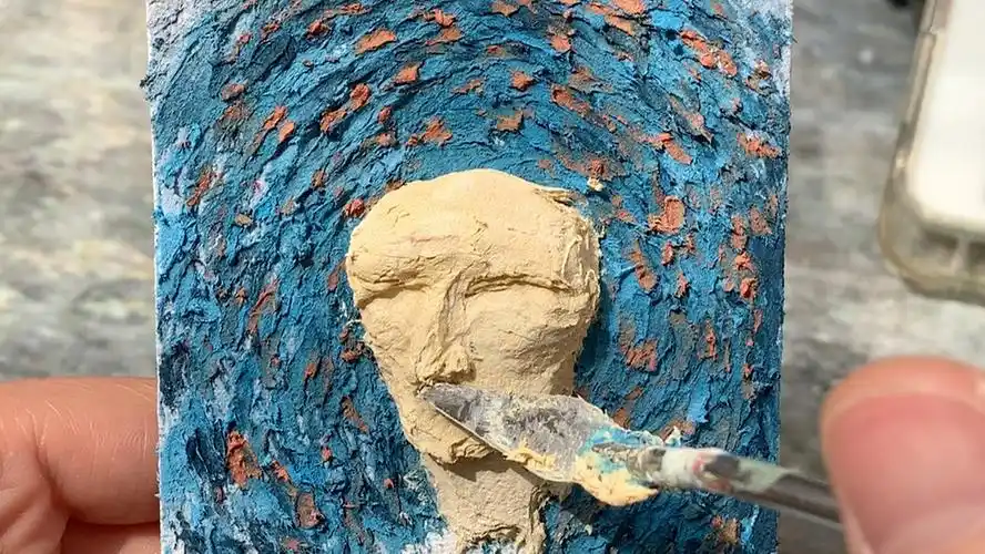 迷你小画框之梵高自画像 浮雕立体油画 刮刀画