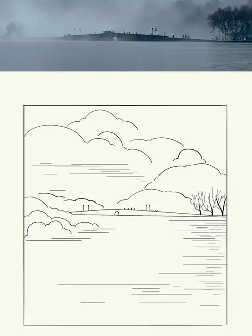 简笔画|一分钟画杭州西湖断桥