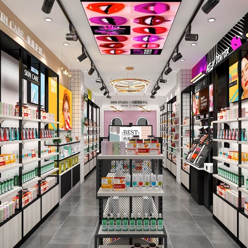 化妆品展示柜简约现代货架展示架橱柜美容美发产品柜台调色板化妆柜