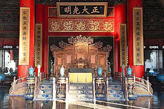 北京故宫乾清宫内部沈阳故宫韩国首尔昌德宫仁政殿大殿内部景观韩国